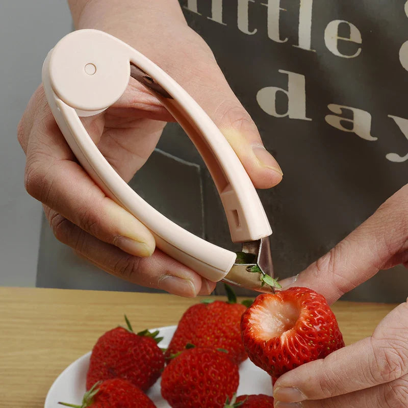 pineapple strawberry seeds 1pc Stainless Steel Pineapple Peeler Strawberry Huller Fruit Stem Remover Leaf Peeler Metal Slicer Kitchen Gadgets (Sky-blue)