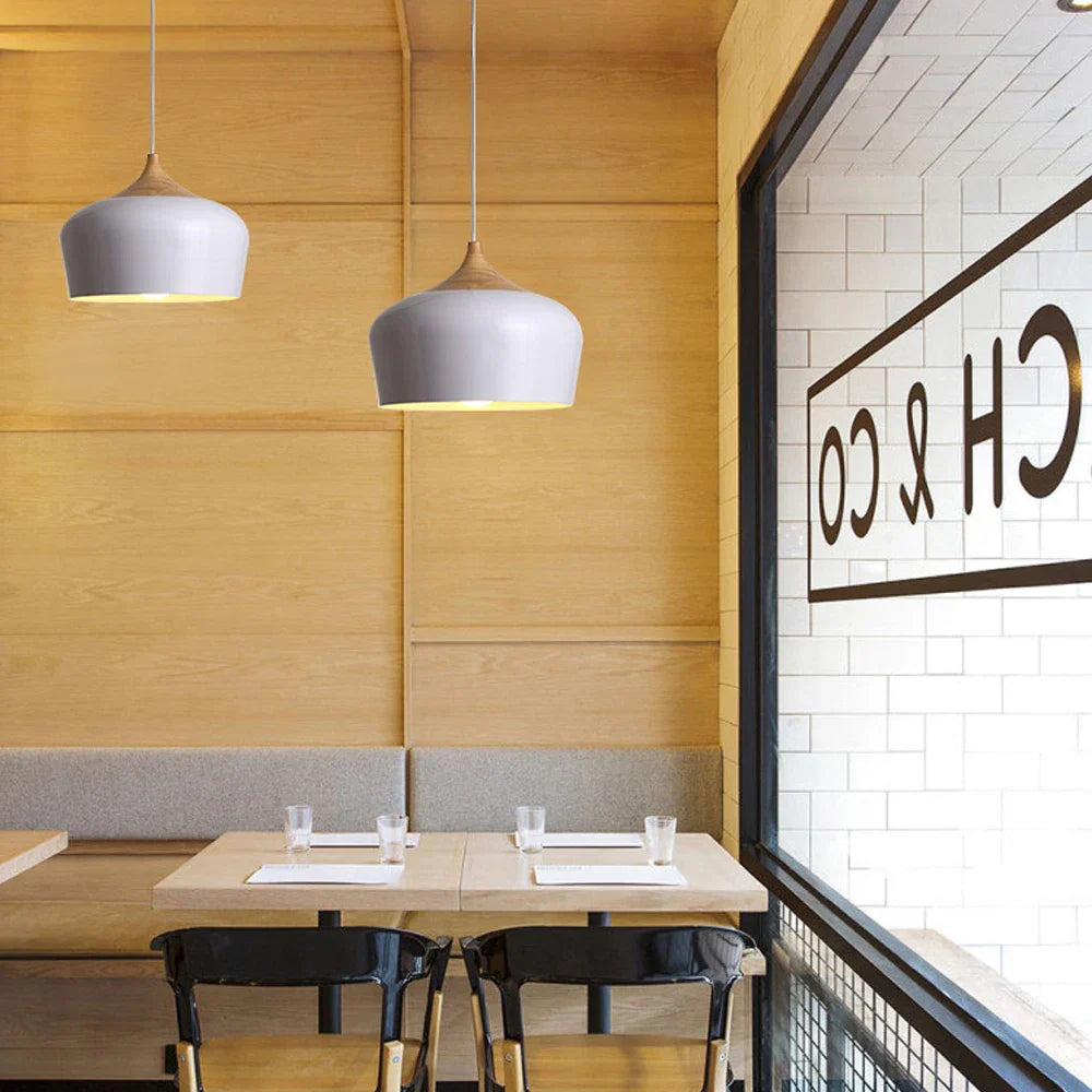 Afralia™ Nordic Wood Pendant Lights LED E27 for Kitchen Dining Bedroom - Ceiling Chandelier