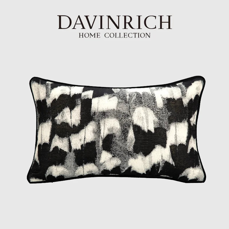 Afralia™ Abstract Monochrome Jacquard Lumbar Pillow Cover for Chic Studio & Home Decor