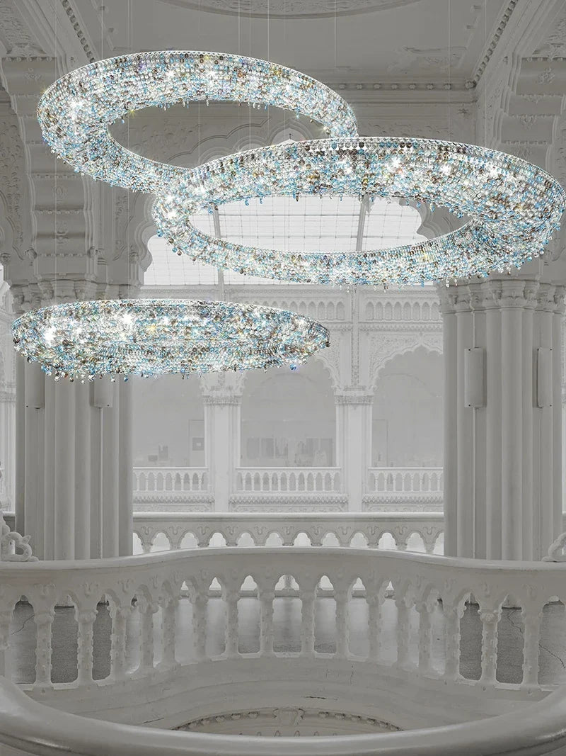 Afralia™ Luxury Crystal Chandelier: Modern LED Ceiling Light Fixture for Duplex Villa, Dimmable
