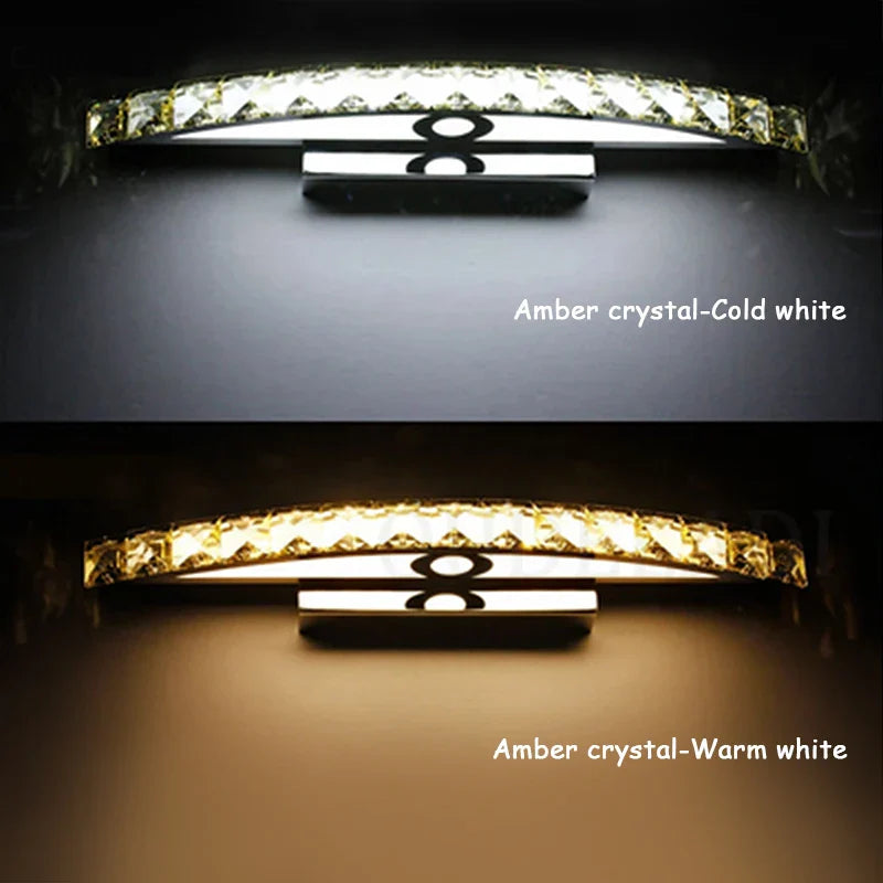 Afralia™ LED Crystal Mirror Light Sconce for Bathroom Restroom Bedroom, Home Decor