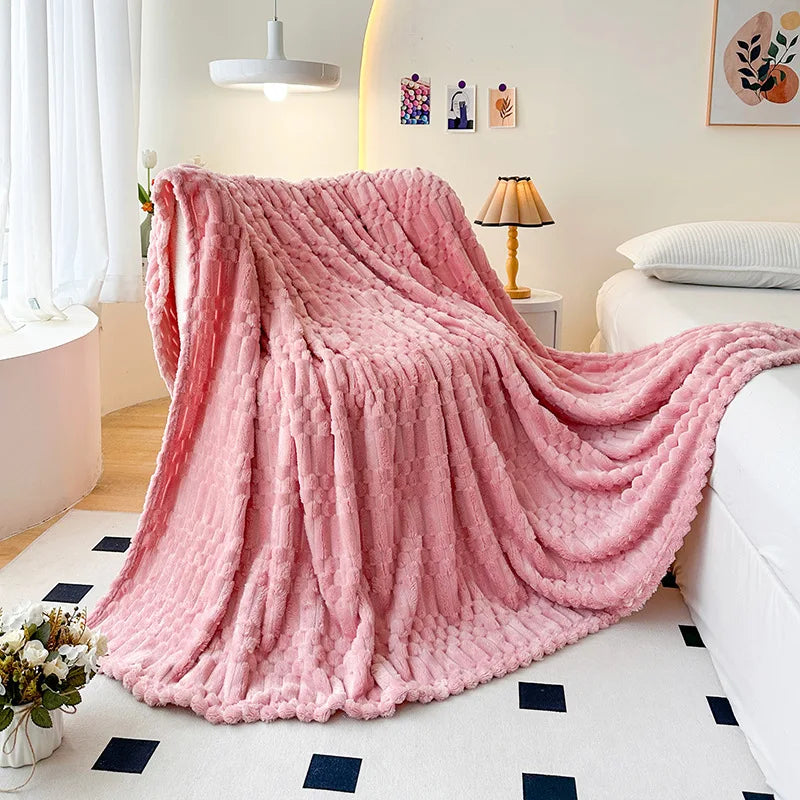 Afralia™ Flannel Sofa Cover Blanket | Soft Nordic Style for Single Double Beds