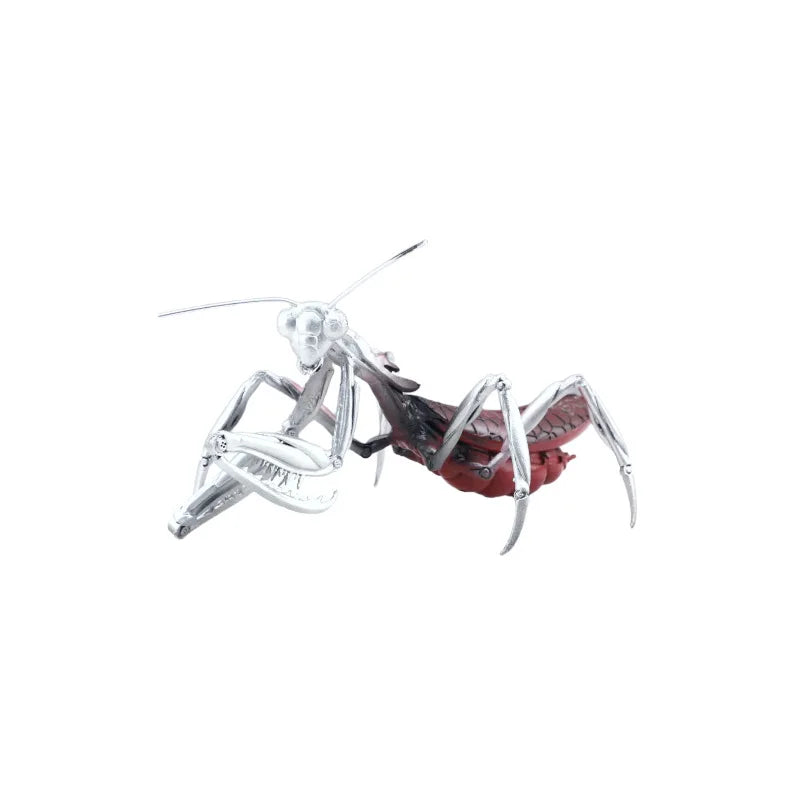 Afralia™ Simulated Insect Sculpture Mantis Silver Decor Figurine Metal Home Decor Accessory