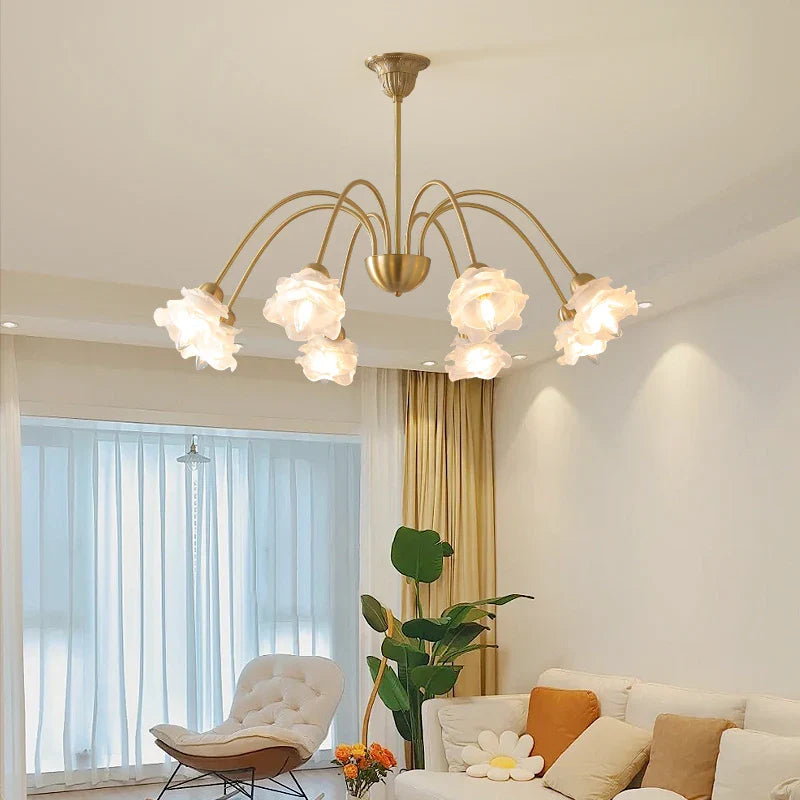 Afralia™ Elegant Flower Chandelier - Modern Retro Medieval Style for Living Room Dining Bedroom