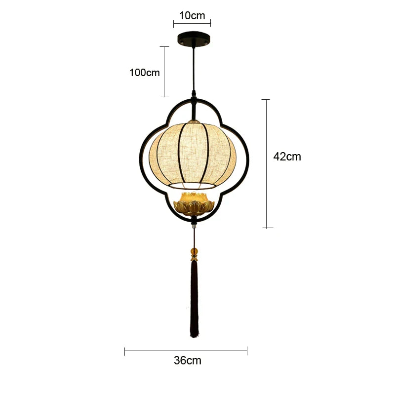 Afralia™ Chinese Teahouse Lantern Chandelier Creative Cloth Lamps for Dining Room Bedroom Hotel