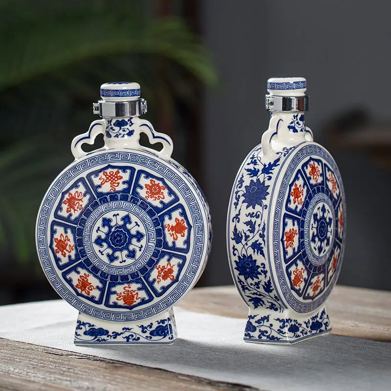 Afralia™ Blue and White Eight Treasures Ceramic Vase - Home Decor Ornament
