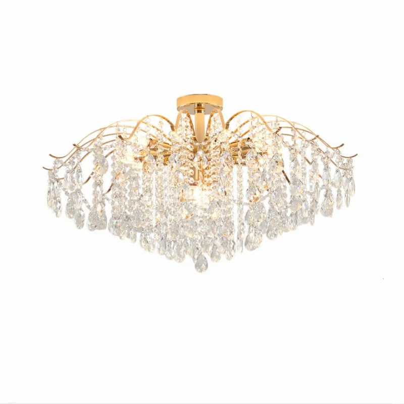 Afralia™ K9 Crystal Gold Chandelier Ceiling Light | Bedroom Home Decor LED Ceiling Lamp