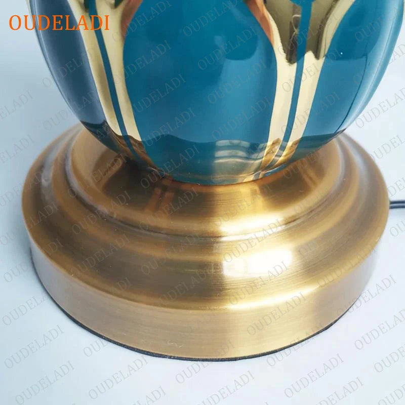 Afralia™ Blue Ceramic Table Lamp | Post Modern American Style | Bedroom Living Room Lighting