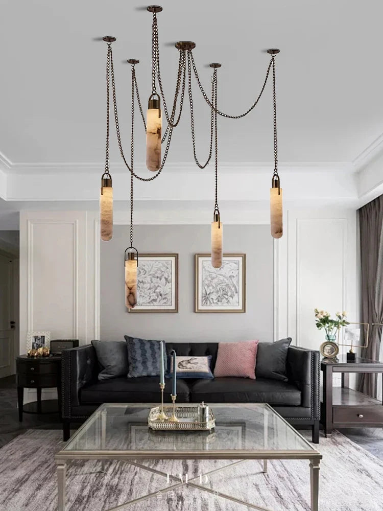 Afralia™ Marble Chandelier: Luxury Dimmable Stone Light Fixture, Italian Design - Adjustable Hang Lamp