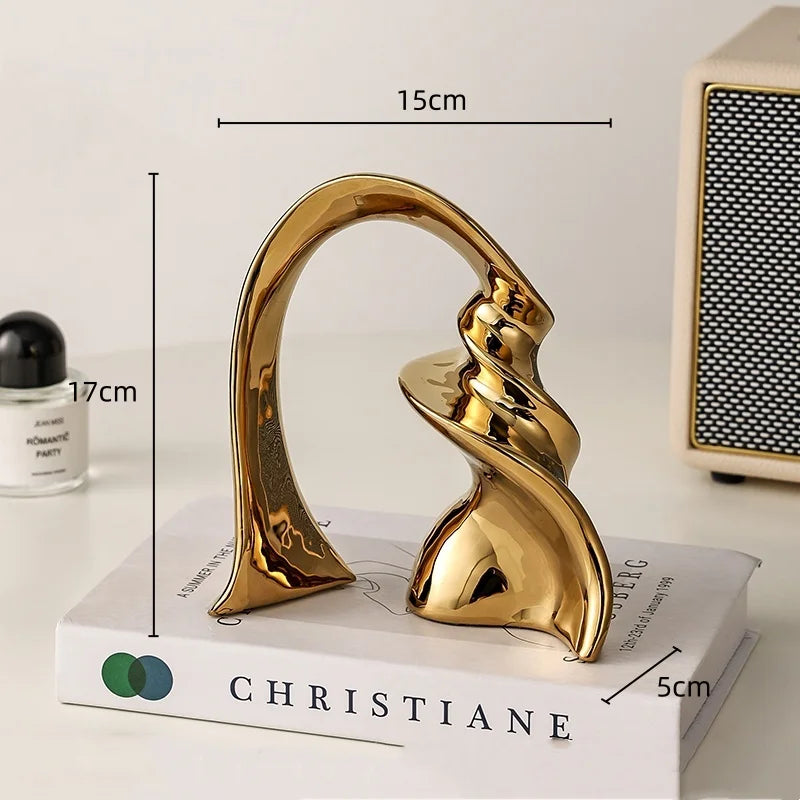 Afralia™ Silver Twisted Ribbon Arch Figurines, Home Decor Accessories