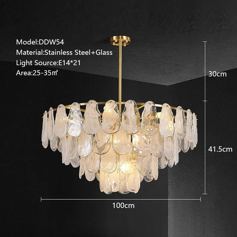 Afralia™ Cloudy Glass Chandeliers: Modern LED Lustre Indoor Lighting for Living Room Décor