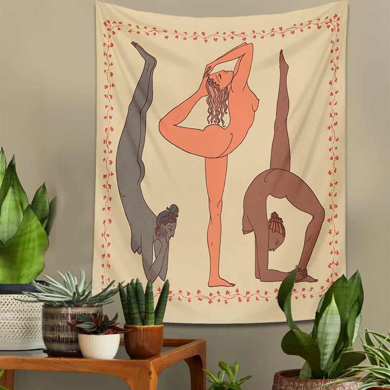 Afralia™ Yoga Girl Tapestry: Psychedelic Wall Art for Boho Decor and Meditation