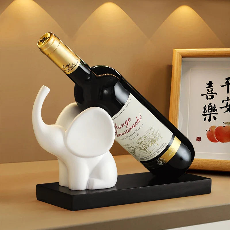 Afralia™ Elephant Wine Rack Table Ornament Home Decor Sculpture Craft Art