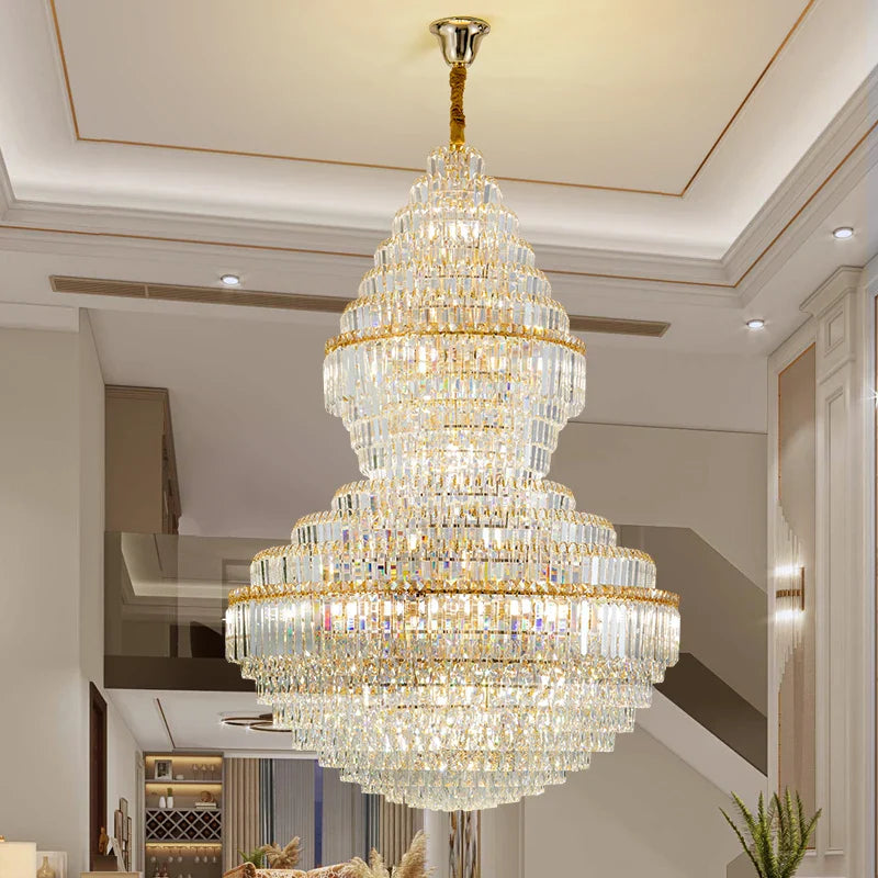 Afralia™ Crystal Hollow Chandelier for Luxury Living Room and Stair Lamps