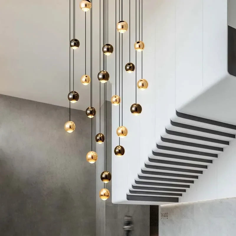 Afralia™ Modern Gold Crystal Chandelier: Minimalist Staircase Art Decor Lighting Fixtures