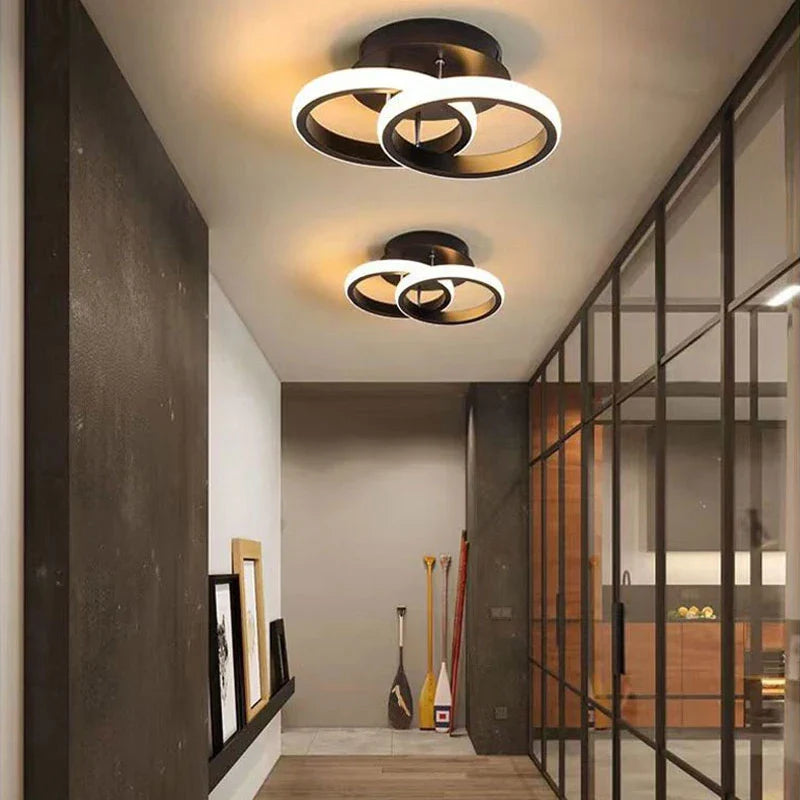 Afralia™ Black Gold LED Ceiling Lights with Remote Control - Indoor Chandelier Lighting