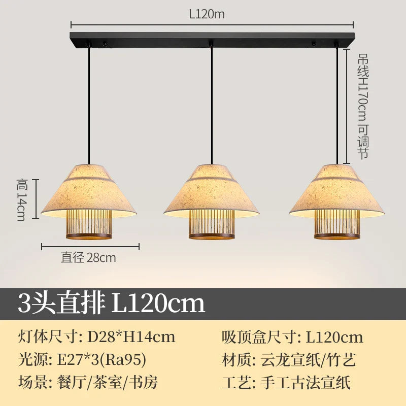 Afralia™ Three Headed Walnut Dining Table Chandelier