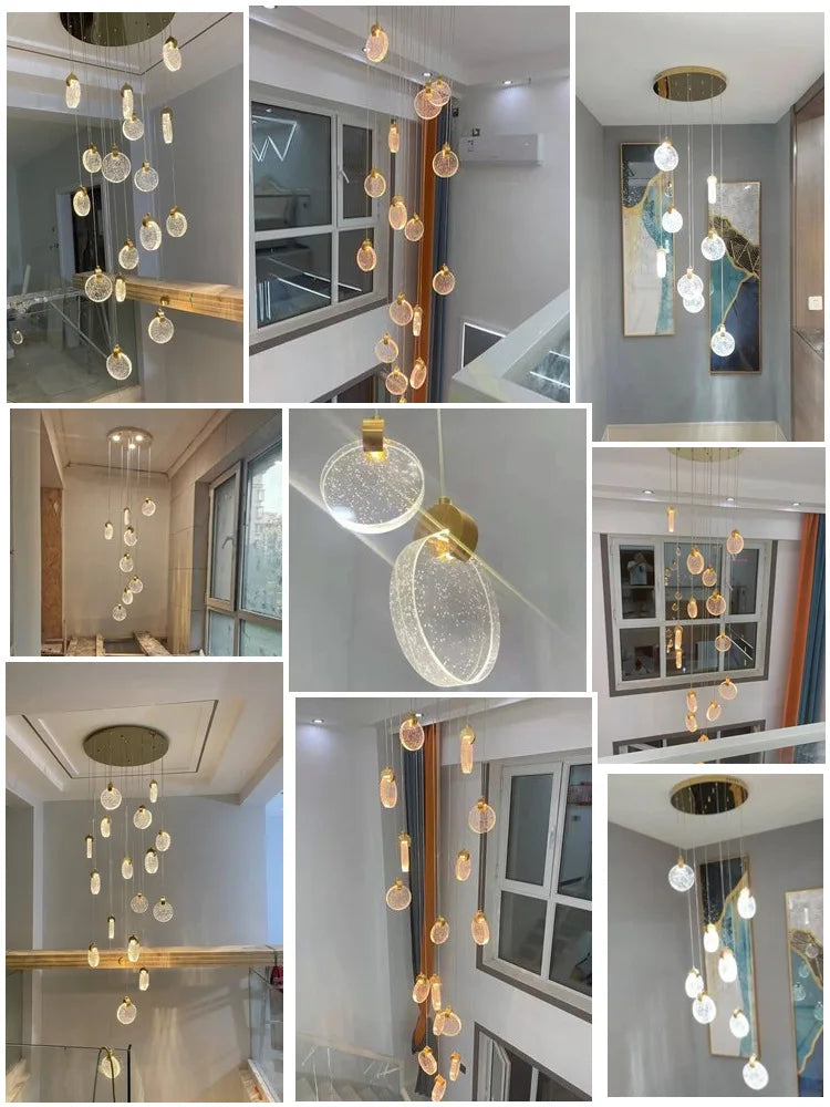 Afralia™ Nordic Crystal LED Chandeliers for Living Dining Stairwell Lobby Hall Fixtures