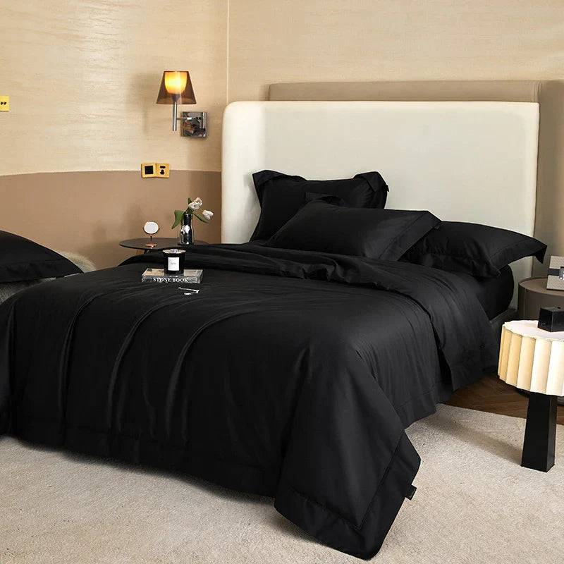 Afralia™ Luxury 1400TC Egyptian Cotton Bedding Set in Silky Black