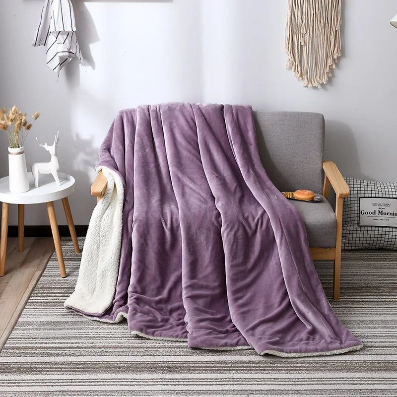 Afralia™ Flannel & Lamb Wool Blanket: Super Soft Cozy Quilt for Home Office Sofa
