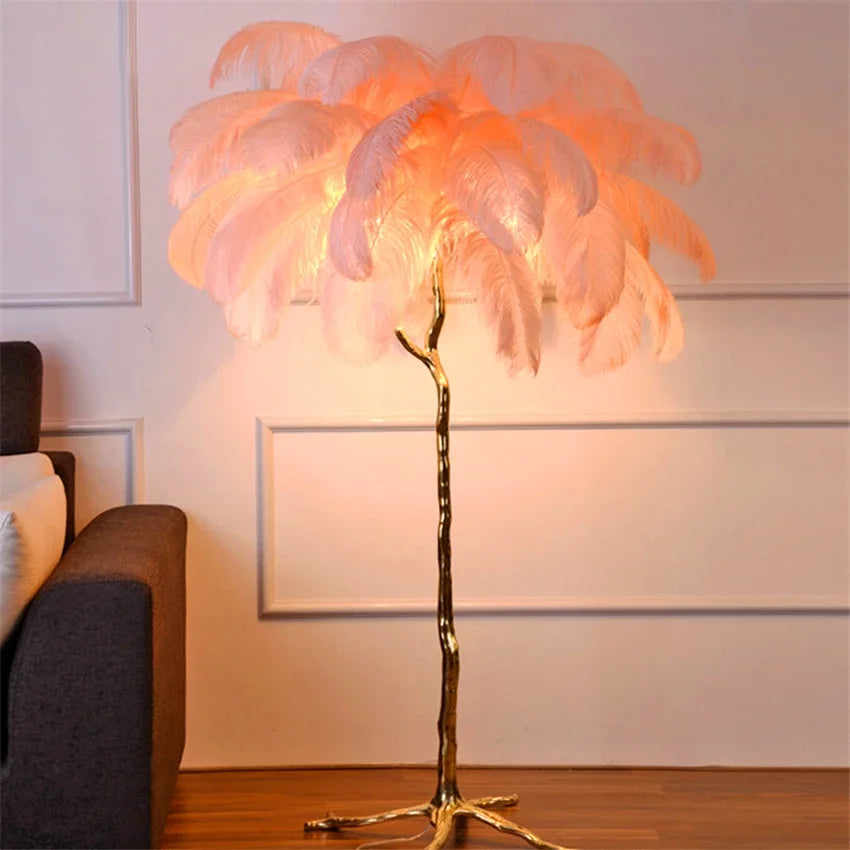 Afralia™ Modern LED Ostrich Hair Floor Lamp for Hotel Living Room Lighting
