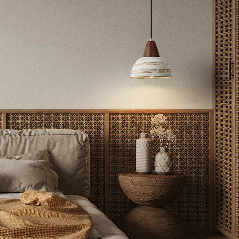 Afralia™ Ceramic Wood LED Hanging Pendant Light - Nordic Modern Design