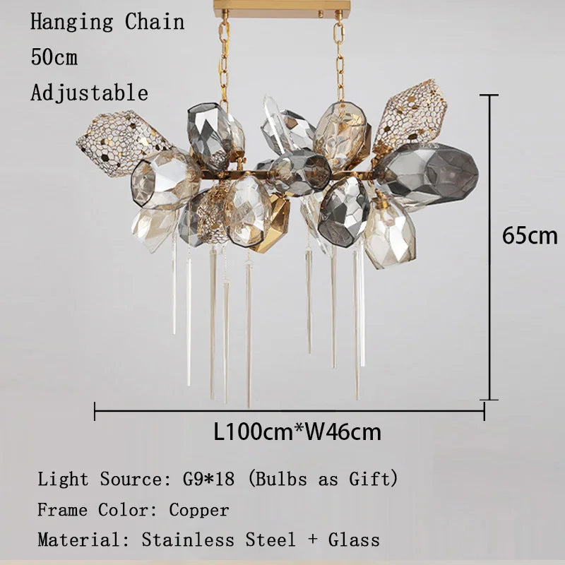 Afralia™ Gold Glass Chandelier: Modern Artistic Personality, High-End Lighting for Living & Dining Room