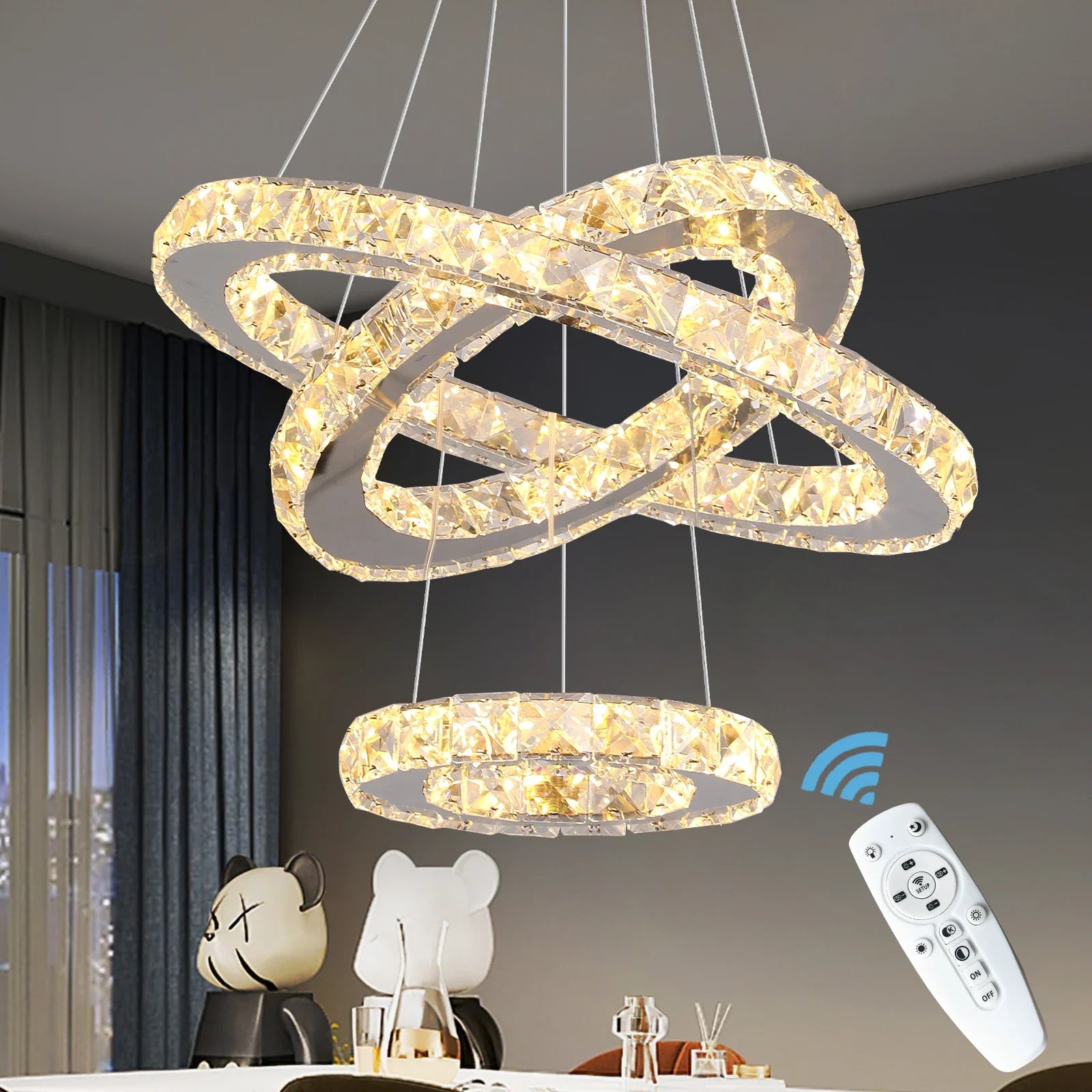 Afralia™ Crystal Chandelier LED Pendant Lighting for Living Room
