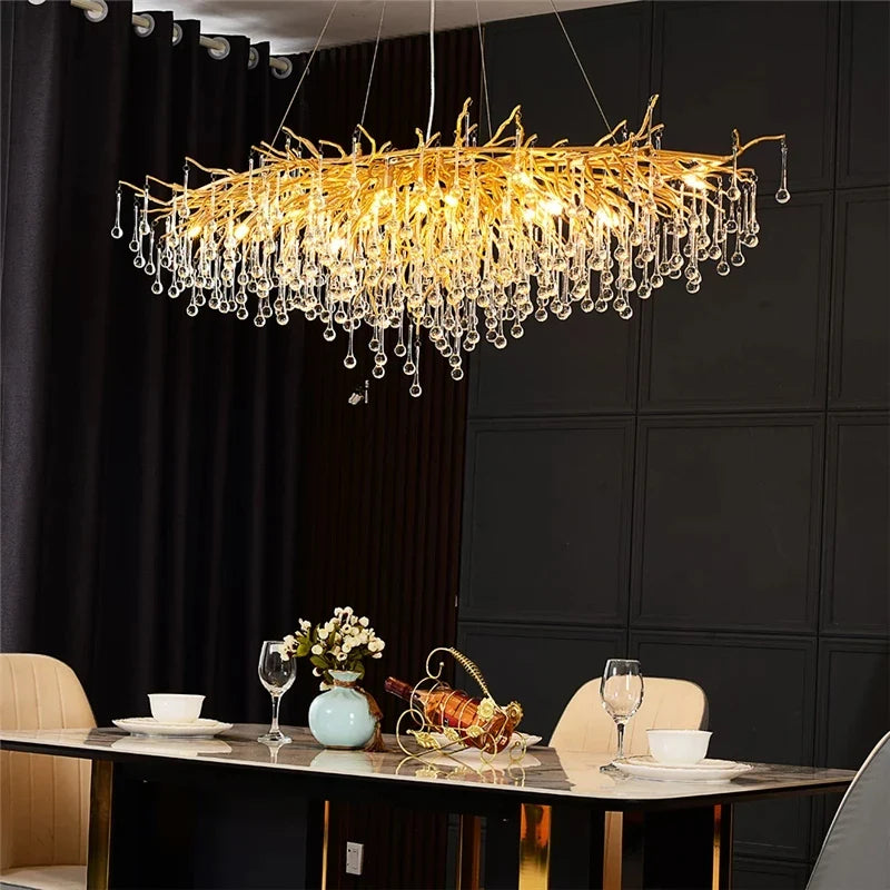 Afralia™ Crystal Water Drop Chandelier – Luxury Ceiling Light for Hotels, Restaurants, Villas