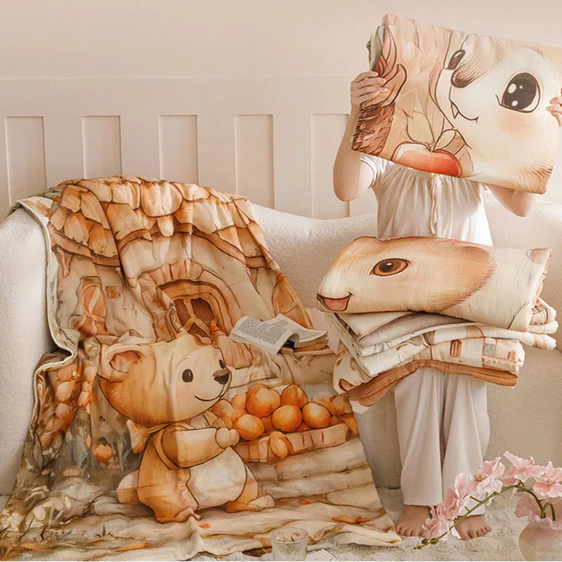 Afralia™ Cartoon Printed Cotton Blanket: Soft, Cozy Sofa Cover for Home & Office Napping