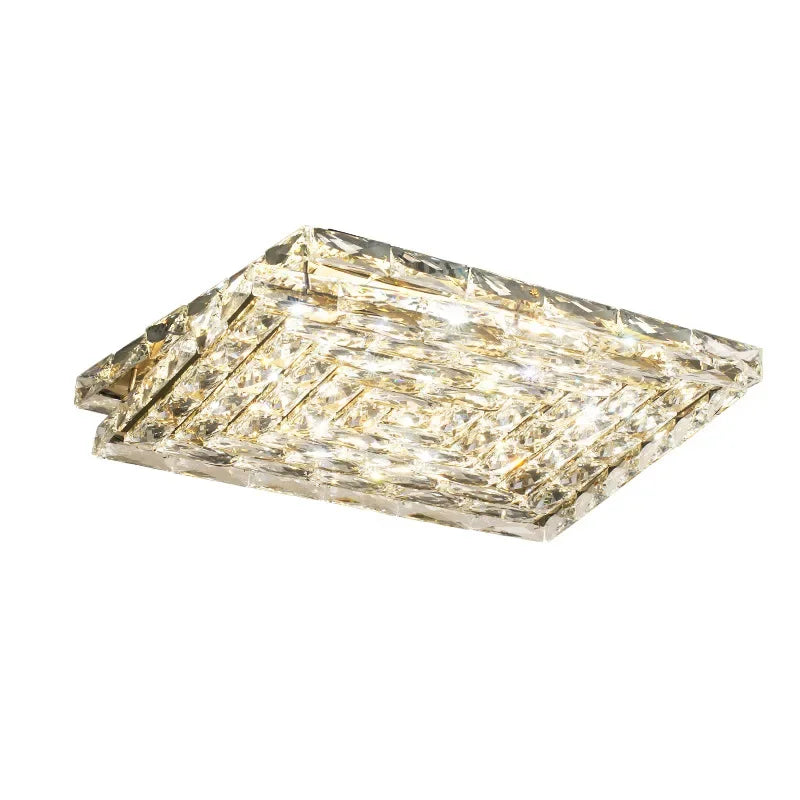 Afralia™ Crystal LED Ceiling Light | Color Changeable Square Silver | Rectangular Chrome Stainless Steel