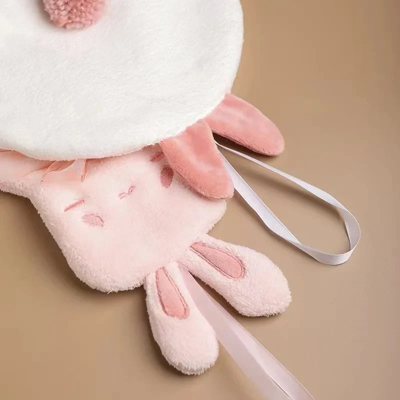 Afralia™ Cartoon Rabbit Hand Towel - Thick Coral Velvet Absorbent for Bathroom Kitchen