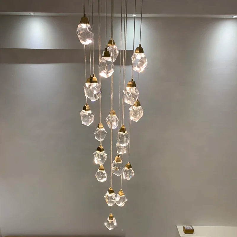 Afralia™ Diamond Crystal Chandelier: Luxury Gold LED Lighting for Staircase & Living Room