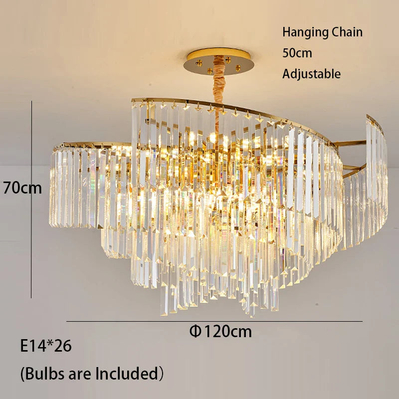 Afralia™ Gold Glass Chandelier Light | European Spiral Design for Dining Room Decor