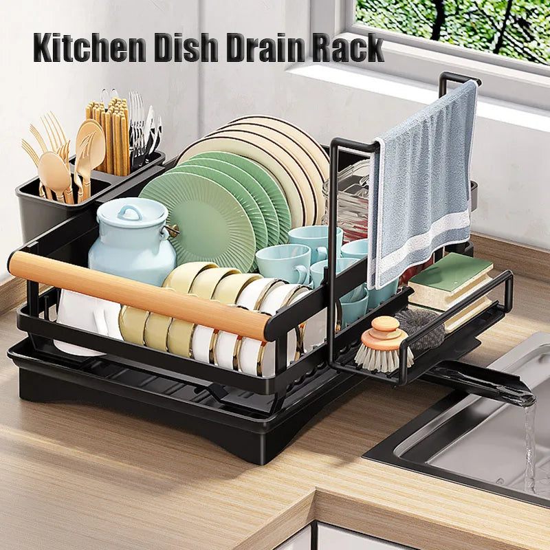 Afralia™ Kitchen Sink Organizer Dish Drying Rack for Tableware Storage & Sponge Holder