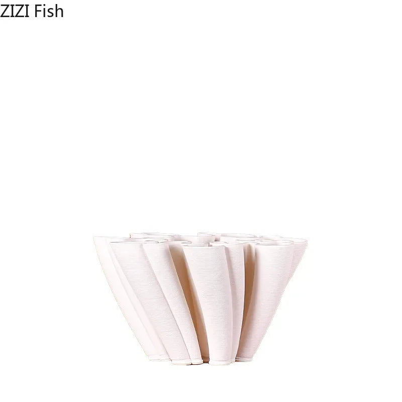 Afralia™ Ceramic Vase Plant Pots White Porcelain Floral Desk Decor Crafts Flower Pots