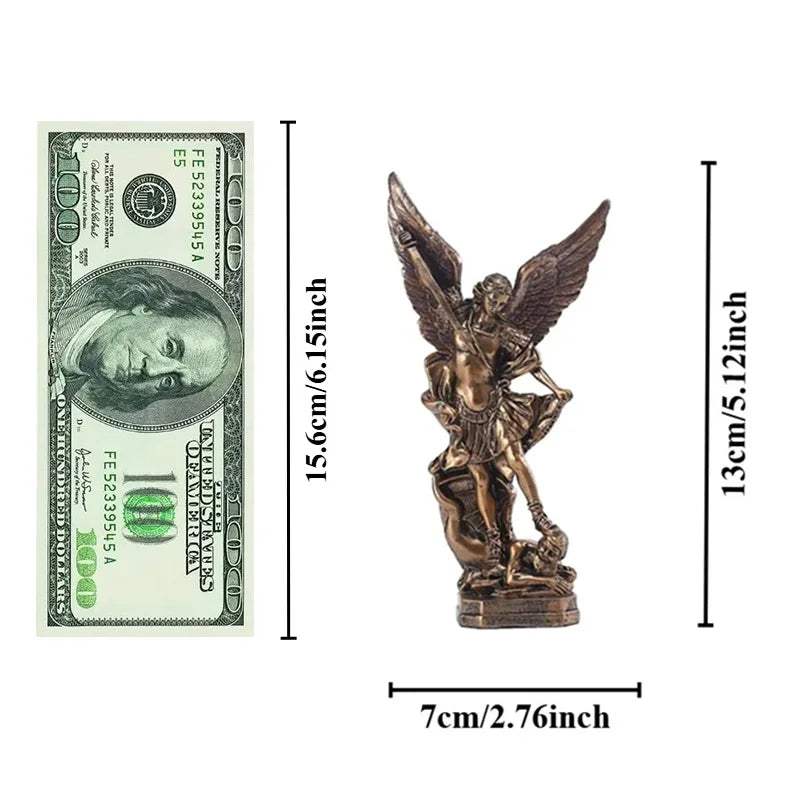 Afralia™ St. Michael Archangel Statue: St. Michael Over Satan Collection Sculpture