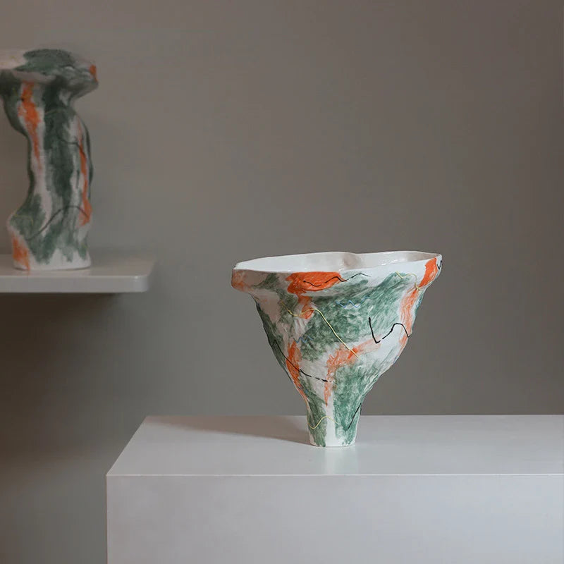 Afralia™ Abstract Irregular Pattern Ceramic Vase for Home Decoration