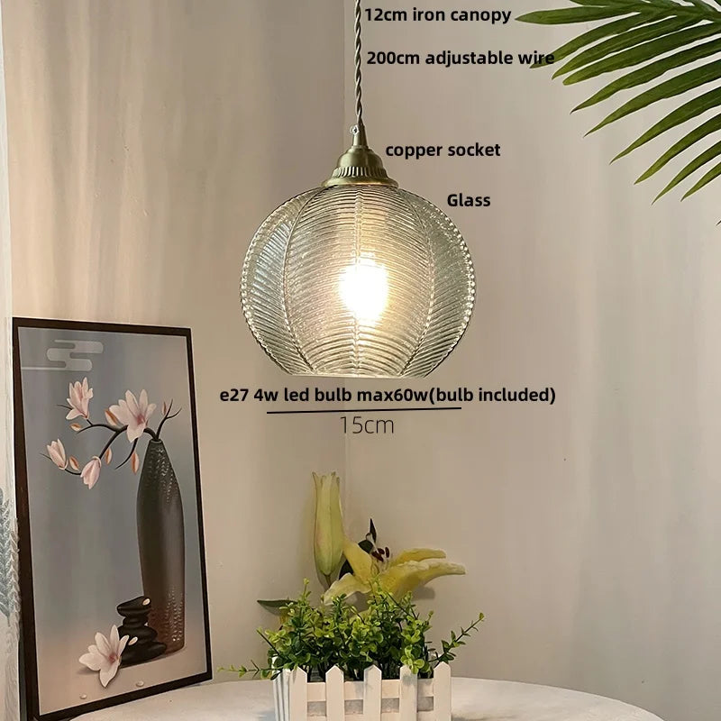 Afralia™ Nordic Walnut Glass LED Pendant Lamp Kitchen Light Fixtures