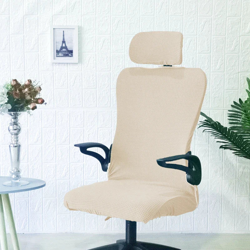 Afralia™ Waffle Grid Chair Cover | Solid Color Fleece Seat Case | Waterproof & Stretch_office Home Chair Protector