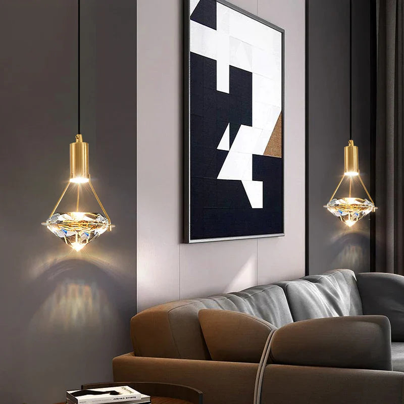 Afralia™ Diamond Crystal Pendant Lights for Luxe Decor in Restaurant, Bedroom, or Salon