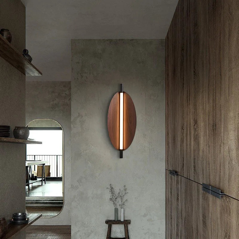 Afralia™ Wood Grain LED Wall Lamp: Minimalist Wabi Sabi Style Nordic Fixtures