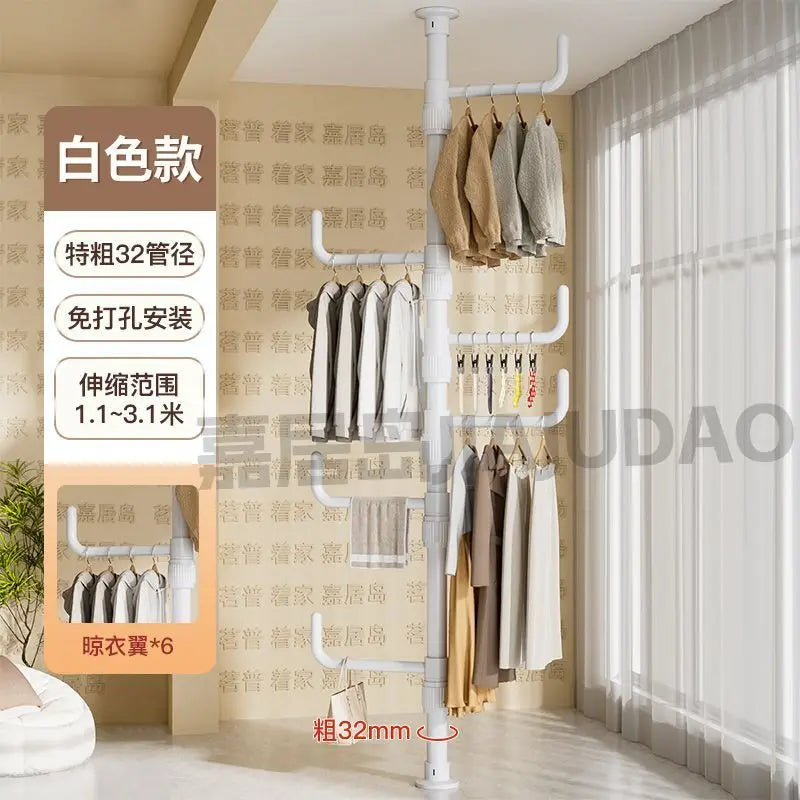Afralia™ Clothing Storage Hanging Rail Coat Rack for Bedroom and Living Room