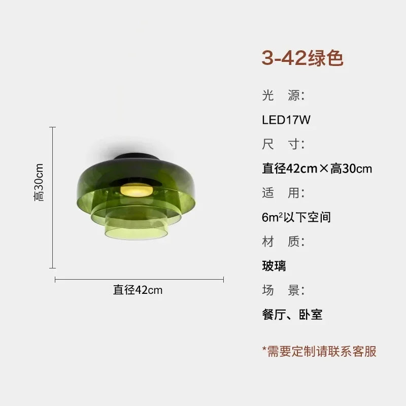 Afralia™ Glass LED Ceiling Light in Amber/Gray/Green - Modern Indoor Lighting for Various Spaces