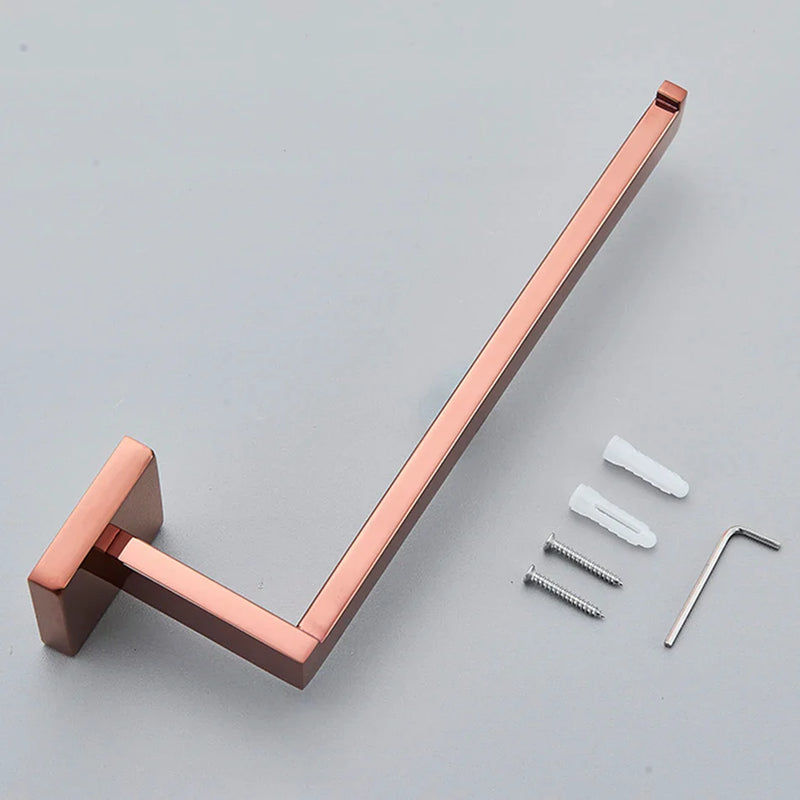Afralia™ Rose Gold Bathroom Hardware Set: Hook, Rail, Shelf, Holder, Accessories