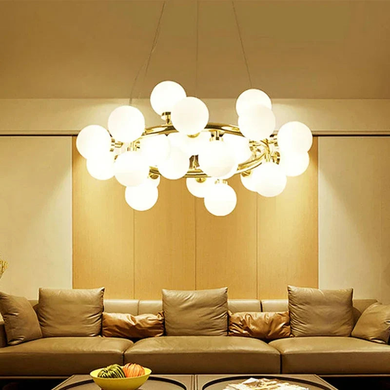 Afralia™ Nordic Style Glass Chandelier for Living Room, Bedroom, and Clothing Store