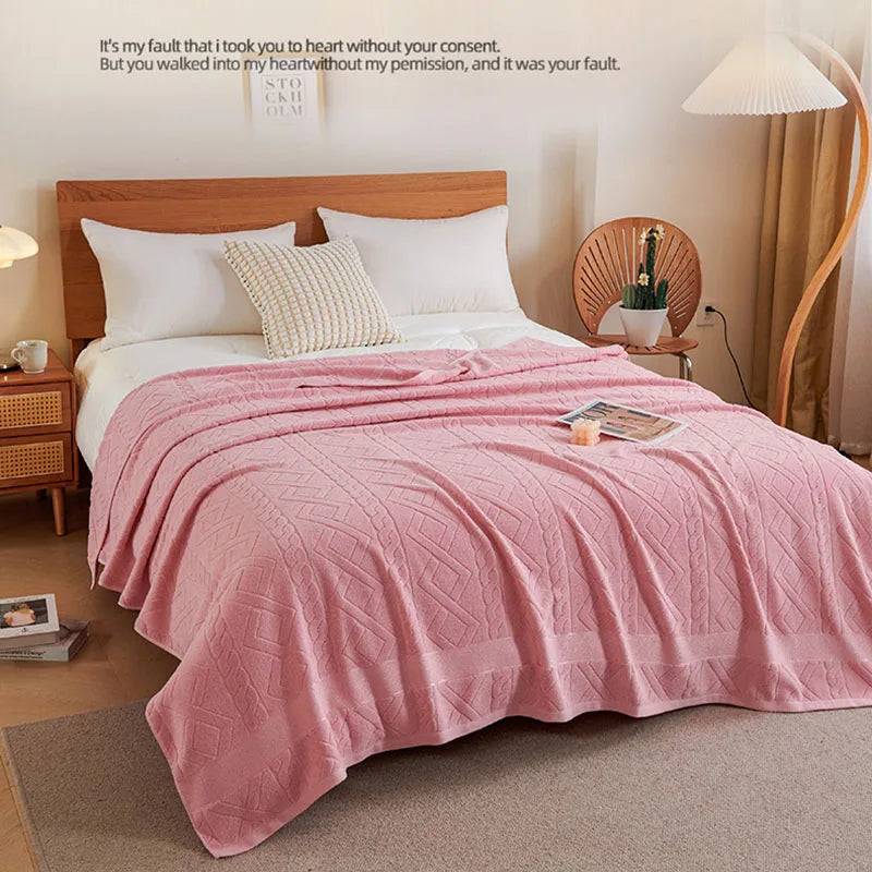 Afralia™ Cotton Jacquard Towel Blanket for Adult Summer Air Conditioning, Sofa Cover