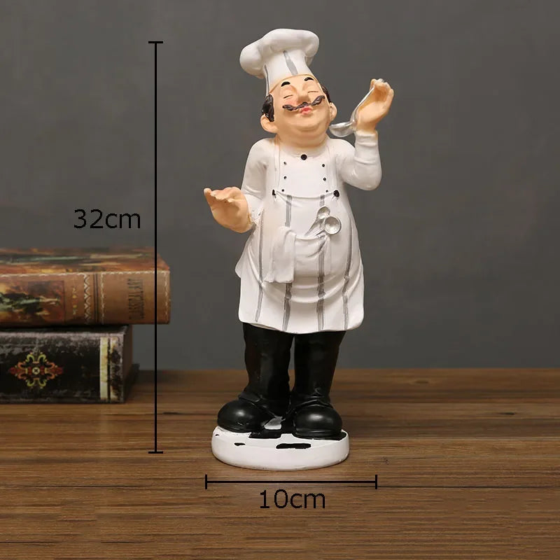 Afralia™ Bearded Chef Resin Figure Sculpture Modern Kitchen Desk Decor Ornaments