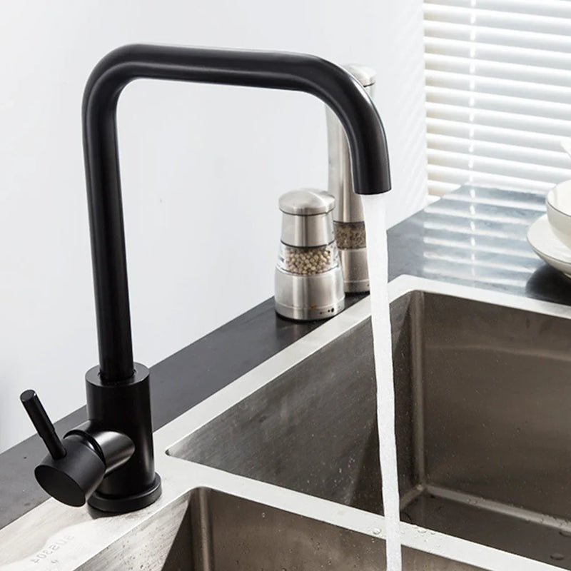 Afralia™ Steel Matte Kitchen Faucet - High Arch 360° Swivel Cold Hot Mixer Tap