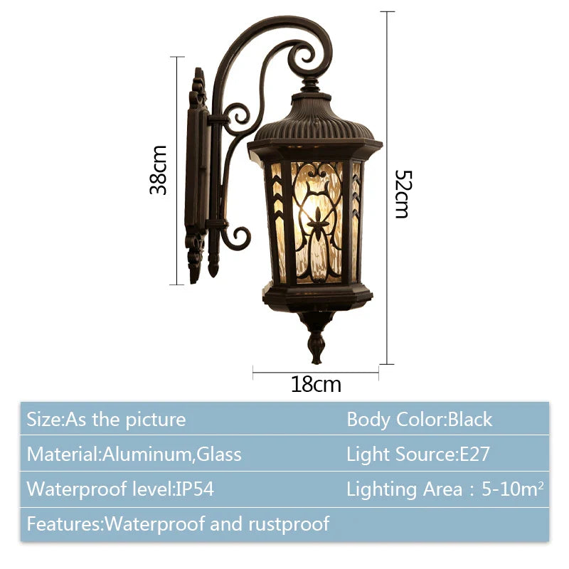 Afralia™ Luxury Villa Outdoor Wall Sconce Waterproof Garden Lighting